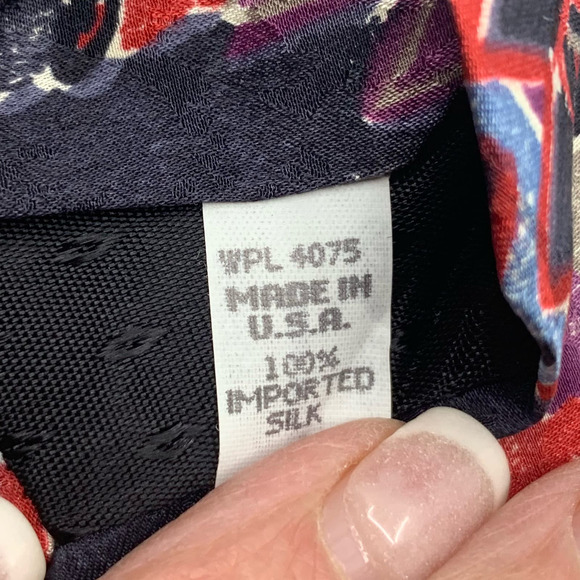 Oscar De La Renta Couture Collection Men's Silk Necktie Black Red Blue Geometric - Picture 4 of 5